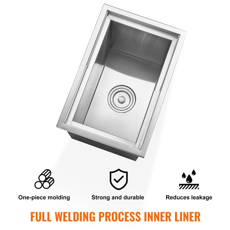 Upotettava ruostumaton teräs jääastia 38,7 litraa liukukannella ja viemärillä