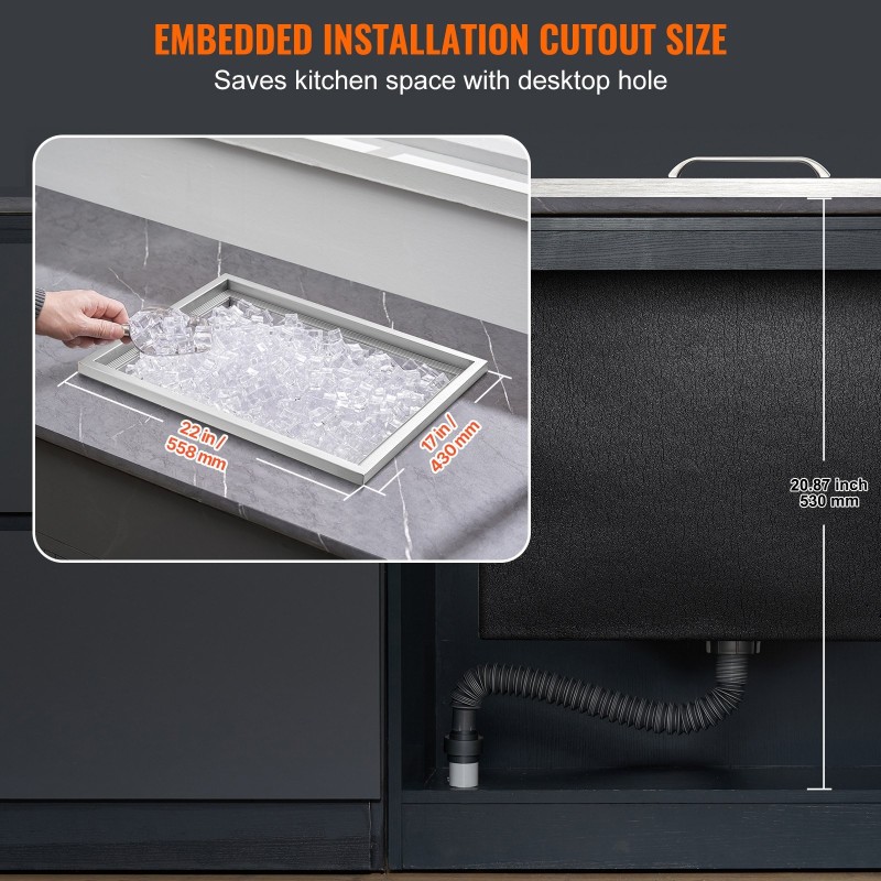 Upotettava jäälaatikko ruostumattomasta teräksestä 43,5 l 20 mm eristys