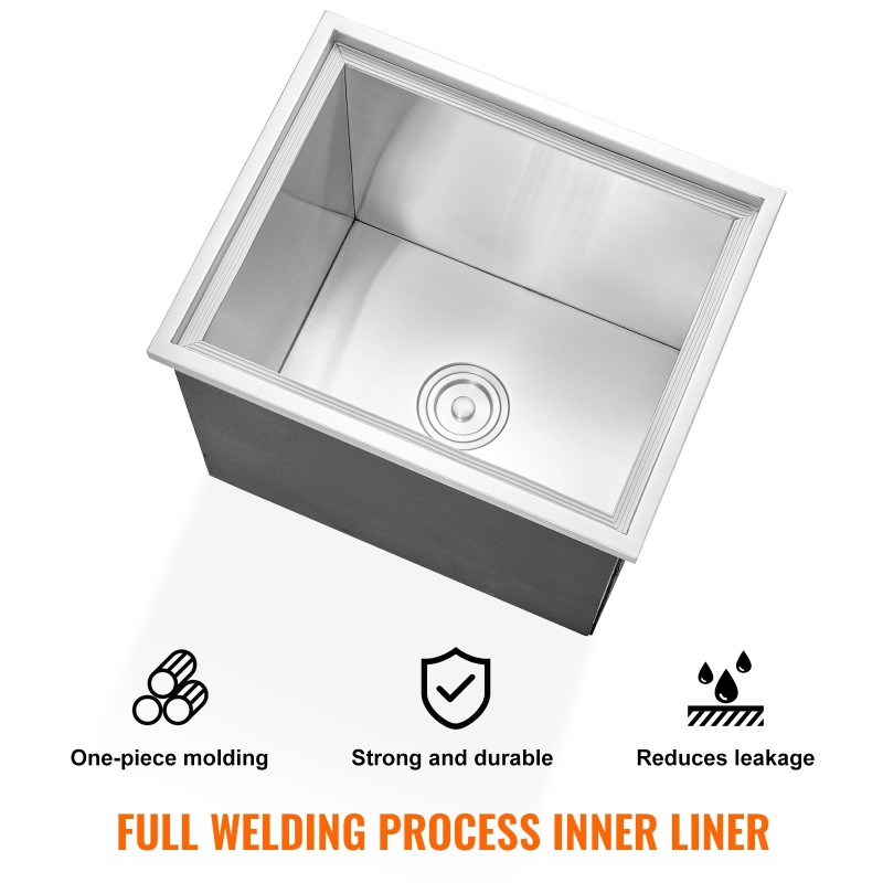 Upotettava jääsäiliö ruostumattomasta teräksestä 77,9 litraa 20 millimetriä vaahtoeristettä viemäröinnillä