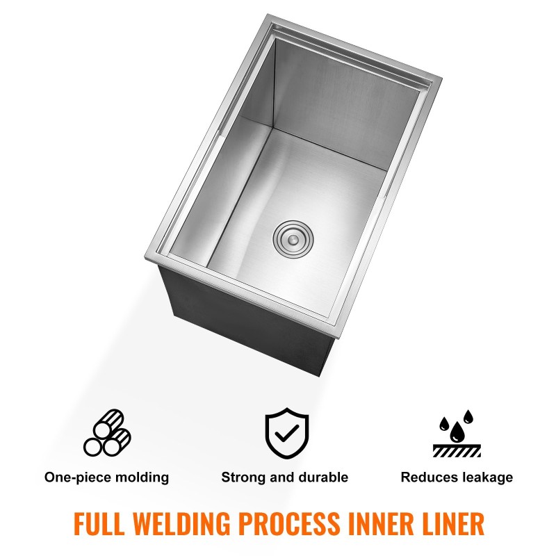 Upotettava jäälaatikko ruostumatonta terästä 109,5 l kansi tyhjennysputki