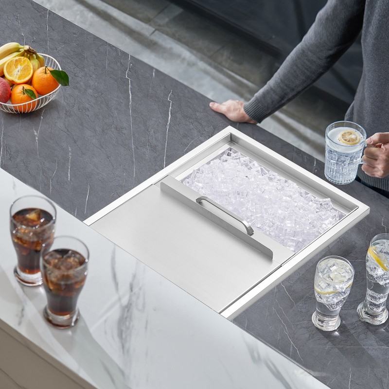 Upotettava jäälaatikko ruostumatonta terästä 109,5 l kansi tyhjennysputki