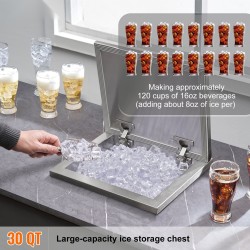 Upotettava jääastia ruostumattomasta teräksestä 28,5 l 20 mm eriste ulkokeittiöihin