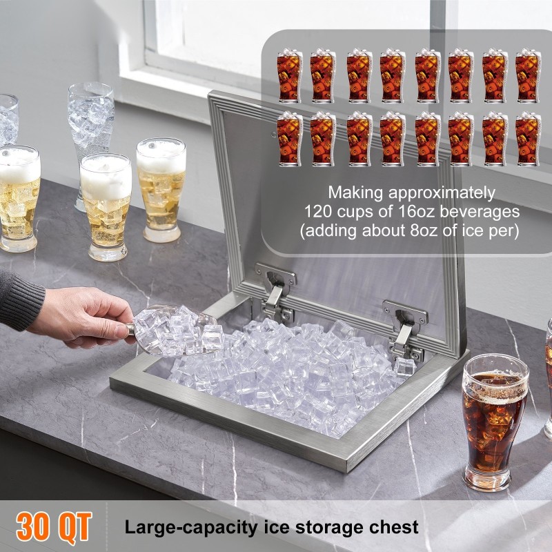 Upotettava jääastia ruostumattomasta teräksestä 28,5 l 20 mm eriste ulkokeittiöihin