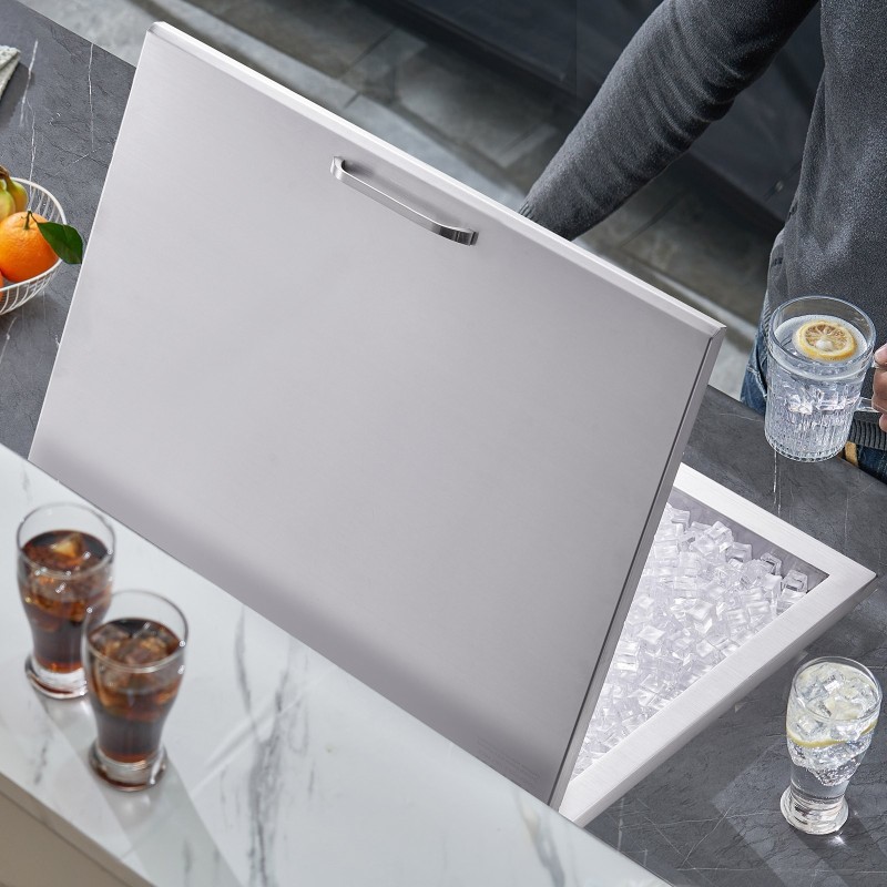 Upotettava ruostumaton teräs jääastia 107,8 litraa paksu eristys yli 24 tunnin viemärisarja