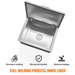 Upotettava jääastia 44 l ruostumatonta terästä 20 mm PU-vaahtoeristys viemäröinti mukana