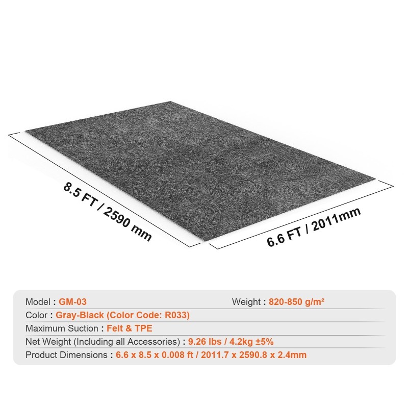 Autotallin lattiamatto huopa ja TPE-tausta imukykyiset polyesterikuidut 2 x 2,6 m