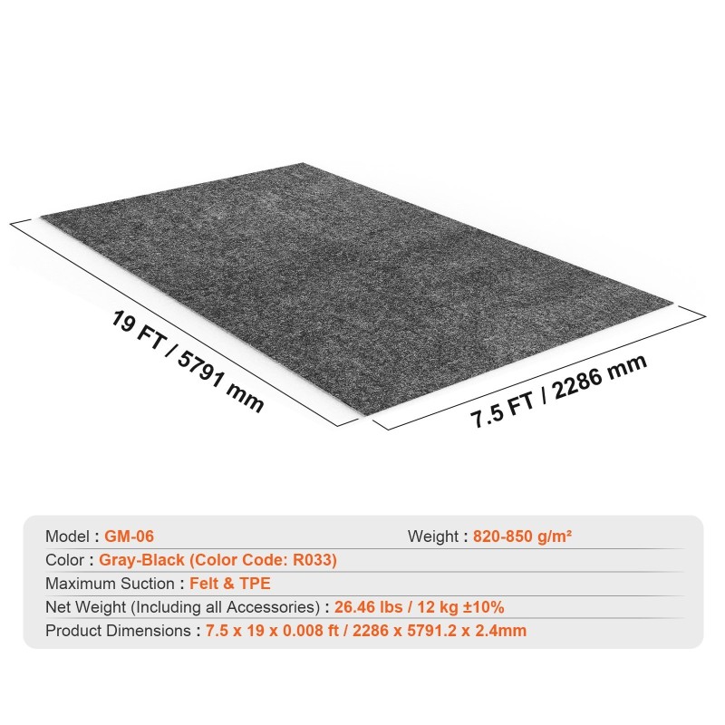 Autotallin lattiamatto huopa TPE 2,3 x 5,79 m vesitiivis liukumaton