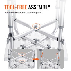 Suihkujakkara alumiiniseosrunko muovinen istuin 4-portainen korkeussäätö 226,8 kg kantavuus