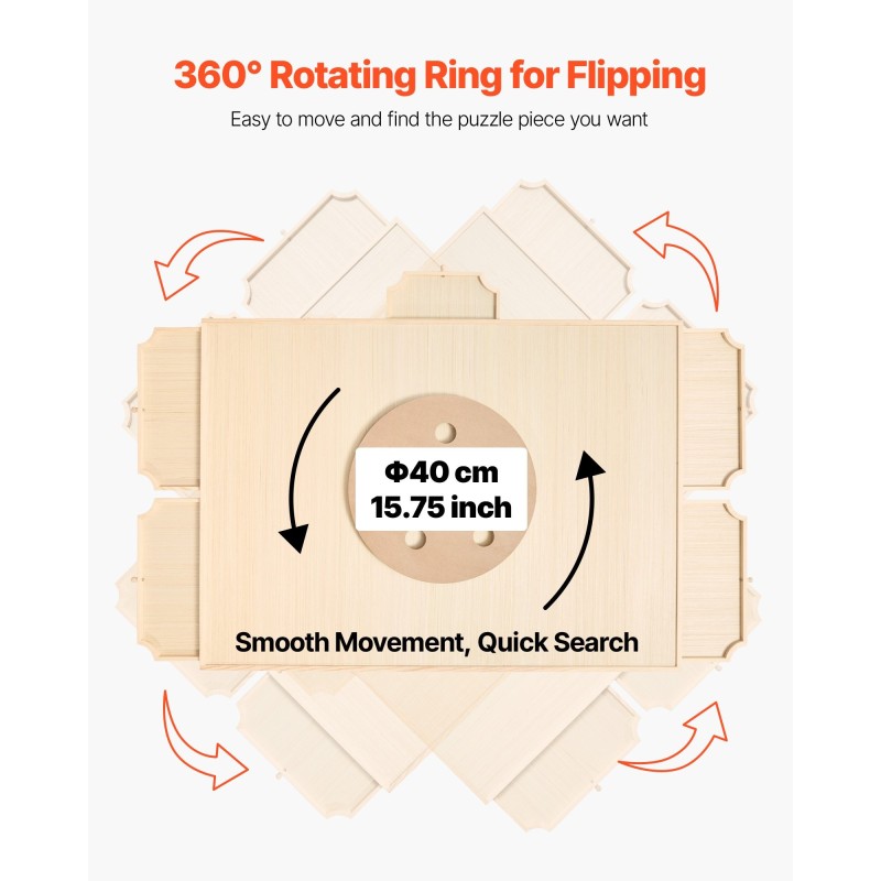 Palapelialusta mäntyinen kääntyvä 102x74 cm 5 laatikkoa irrotettava kansi sopii 2000 palalle