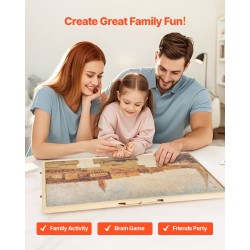 Palapelialusta mäntyinen kääntyvä 102x74 cm 5 laatikkoa irrotettava kansi sopii 2000 palalle