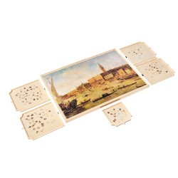 Palapelialusta mäntyinen kääntyvä 102x74 cm 5 laatikkoa irrotettava kansi sopii 2000 palalle