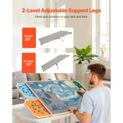 Palapelialusta mänty 1500 palaa 865x635 mm kääntyvä 2 kallistuskulmaa 4 huopalaatikkoa