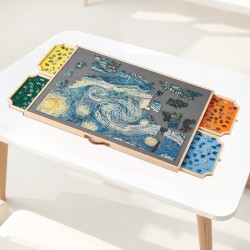 Palapelialusta mänty 1500 palaa 865x635 mm kääntyvä 2 kallistuskulmaa 4 huopalaatikkoa