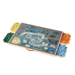 Palapelialusta mänty 1500 palaa 865x635 mm kääntyvä 2 kallistuskulmaa 4 huopalaatikkoa