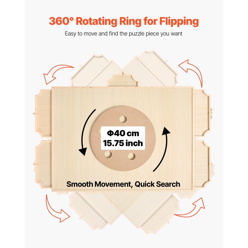 Palapelialusta mänty 865x635 mm kääntyvä 1500 palalle 5 vetolaatikkoa