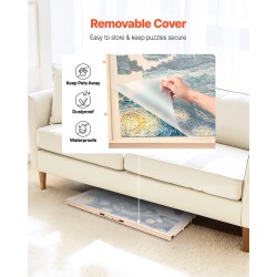 Palapelialusta mänty 865x635 mm kääntyvä 1500 palalle 5 vetolaatikkoa