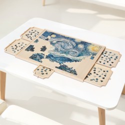 Palapelialusta mänty 865x635 mm kääntyvä 1500 palalle 5 vetolaatikkoa