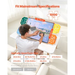 Palapelialusta mänty 73x53 cm kääntyvä 360 astetta 4 huopalaatikkoa 1000 palan