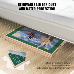 Palapelipöytä mäntyinen 1500 palan kolmiportaisesti kallistettava neljä laatikkoa läpinäkyvä kansi