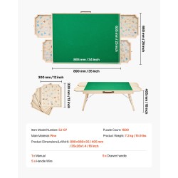 Palapelipöytä mänty 86x63 cm jopa 1500 palaa huopapinta 4 vetolaatikkoa