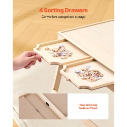 Palapelipöytä mänty 1500 palaa 865x635 mm taitettavat jalat 4 vetolaatikkoa