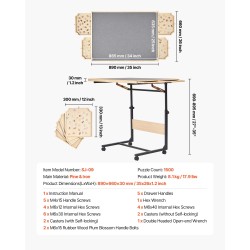 Palapelipöytä mänty 1500 palan 86x63 cm pyörillä säädettävällä korkeudella 4 vetolaatikkoa