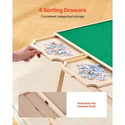 Palapelipöytä mäntyinen 86x63 cm huopapinnalla 1500 palan palapeleille 4 laatikkoa