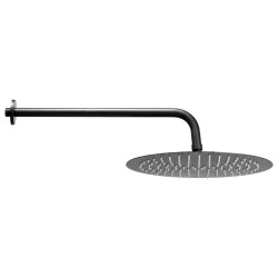 Seinäasennettava mattamusta suihkusarja 12 tuuman pyöreä yläsuihku käsisuihku 1 8 m letkulla messinkiventtiilillä