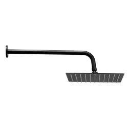 Seinään asennettava mattamusta metallinen sadesuihkusetti 10 tuuman neliönmuotoisella suihkupäällä ja käsisuihkulla