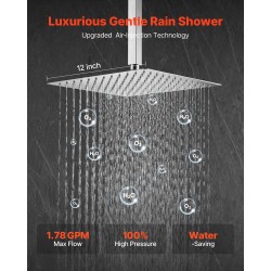 Kattoasennettava sadesuihkusetti 30,5 cm neliösuihkupäällä ja käsisuihkulla messinkiventtiilillä harjatulla nikkelipinnalla