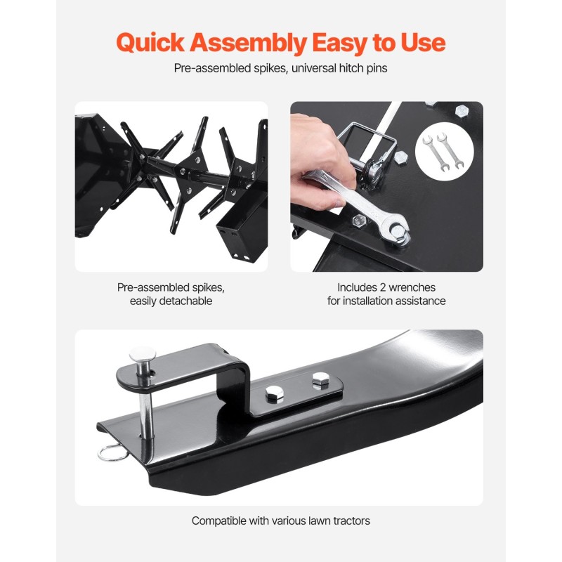 Vedettävä rautainen reikäilmastin 48 tuuman työleveys yleismallisella vetokytkimellä