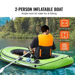 Ilmatäytteinen PVC vene 2 hengelle kalastukseen kantavuus 226,8 kg alumiinisilla airoilla