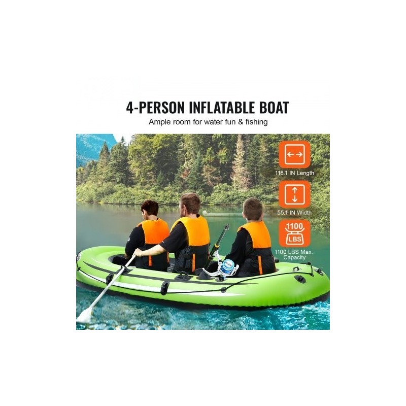 Ilmatäytteinen PVC-vene neljälle 499 kg kantavuus alumiinimelat