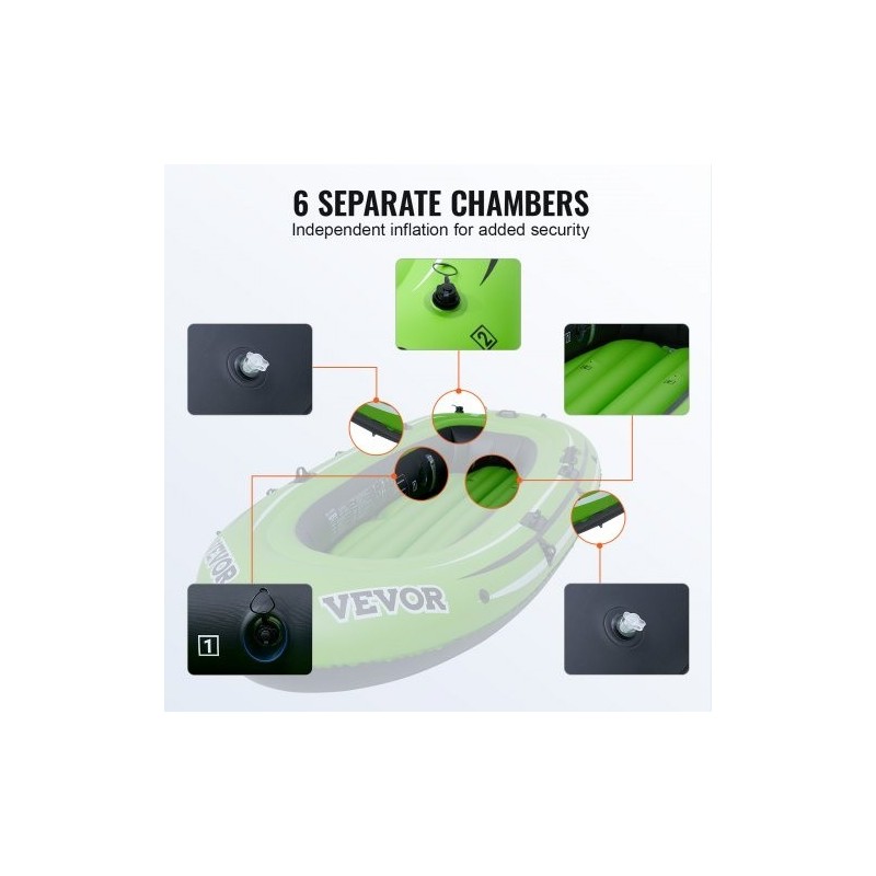 Ilmatäytteinen PVC-vene neljälle 499 kg kantavuus alumiinimelat