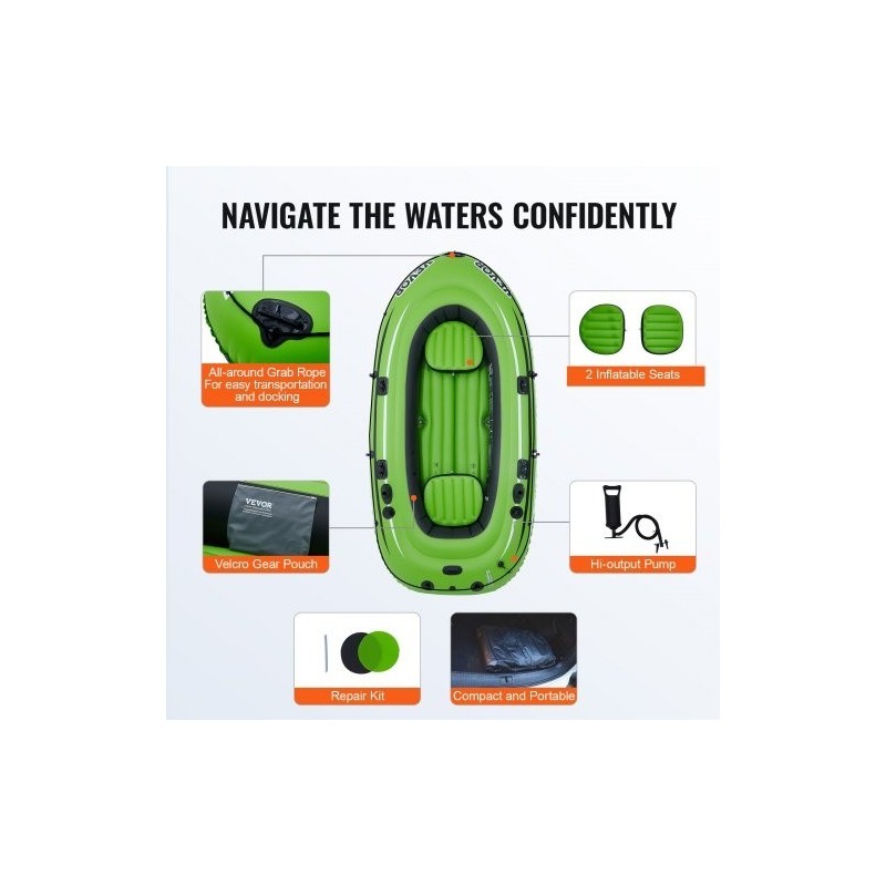 Ilmatäytteinen PVC-vene neljälle 499 kg kantavuus alumiinimelat