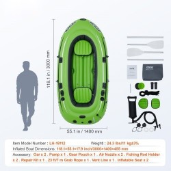 Ilmatäytteinen PVC-vene neljälle 499 kg kantavuus alumiinimelat