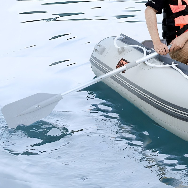 Ilmatäytettävä PVC-muovinen jollavene 4 hengelle meripuisella pohjalla säädettävällä alumiinipenkillä 453 kg kantavuus