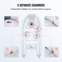 Ilmatäytteinen peräpeilivene PVC 6-paikkainen meripuulattia 4 ilmakammiota alumiinipenkeillä