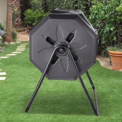 Kaksikammioinen pyörivä kompostori 162,7 litraa BPA-vapaa teräsrunko kaksi liukuovea