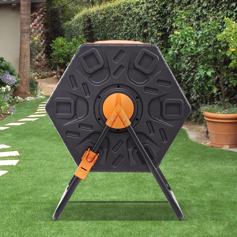 Kompostorirumpu 70 l pyörivä kompaktilla teräsrungolla ja liukuovella