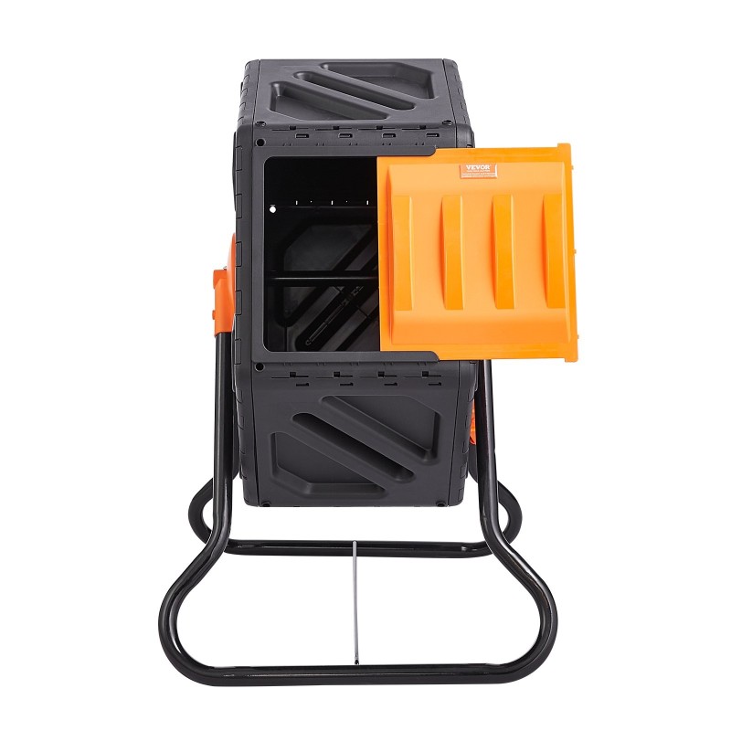 Kompostorirumpu 70 l pyörivä kompaktilla teräsrungolla ja liukuovella