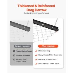 Ketjuäes Q235-terästä 1520×1240 mm nurmikon ja sorateiden tasoitukseen mönkijä ja pientraktoriyhteensopiva