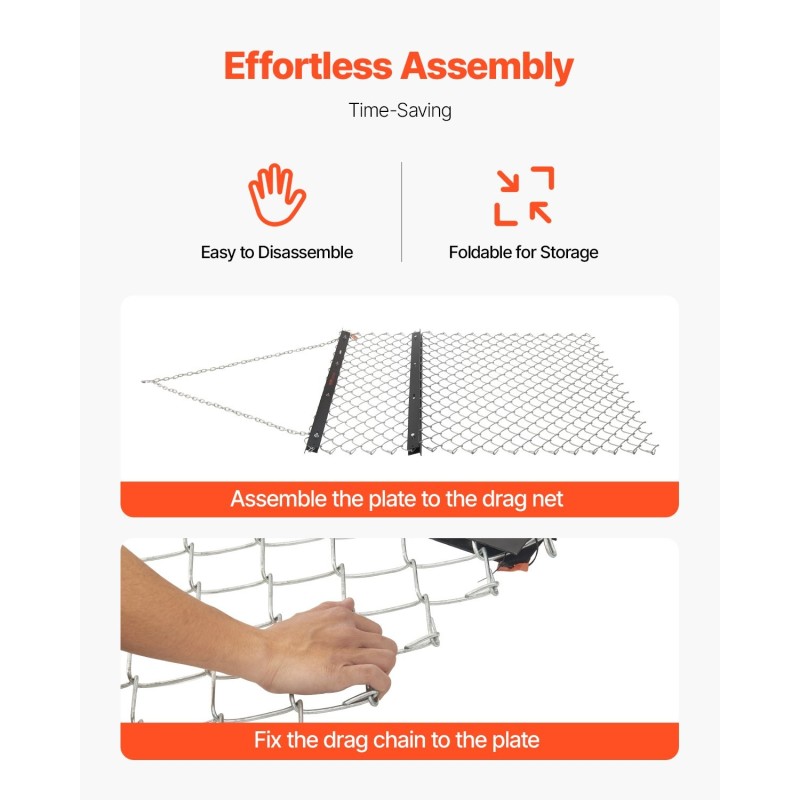 Ketjuäes Q235-terästä 1520×1240 mm nurmikon ja sorateiden tasoitukseen mönkijä ja pientraktoriyhteensopiva
