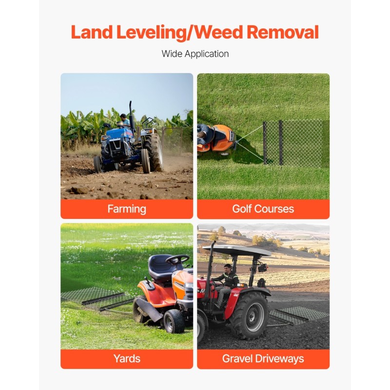 Ketjuäes Q235-terästä 1520×1240 mm nurmikon ja sorateiden tasoitukseen mönkijä ja pientraktoriyhteensopiva