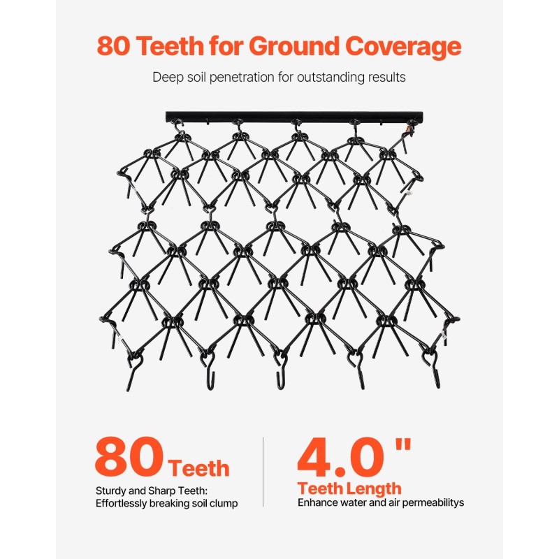Ketjukultivaattori Q235-teräs 1707 mm työleveys 80 piikkiä mönkijä ja traktori