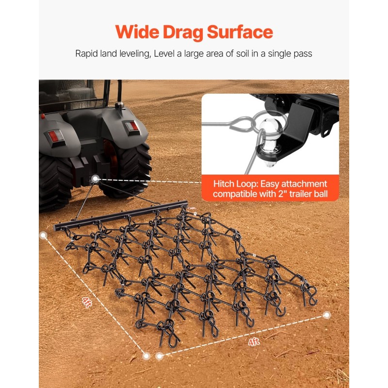 Ketjuäes Q235-teräs 88 tuuman työleveys 69 teräspiikkiä mönkijöille ja traktoreille