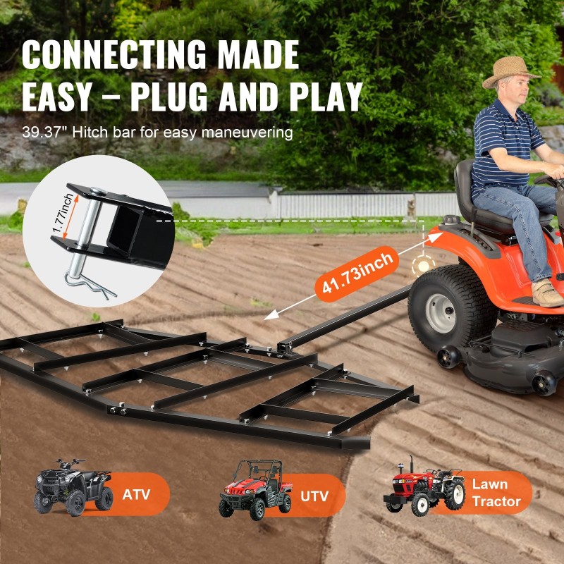 Tasoitusäes Q235-teräs 213,36 cm leveä säädettävällä painopalkilla maastoajoneuvoille ja puutarhatraktoreille