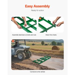 Vedettävä piikkiäes Q235-teräs 1830 mm työleveys säädettävät tangot soratien tasaus