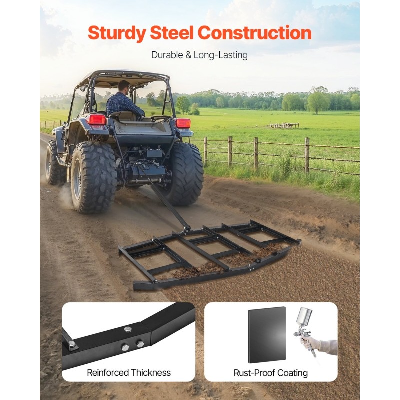 Vedettävä lana 84-tuumainen teräsrunkoinen säädettävät tangot vetotappikiinnitys ajotien ja pihan tasoitukseen