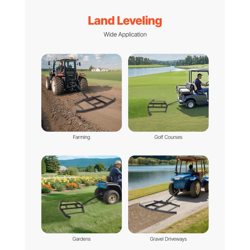 Vedettävä piikkiäes 66 tuumaa teräsrunko säädettävät tangot tappivetokiinnitys mönkijöille puutarhatraktoreille